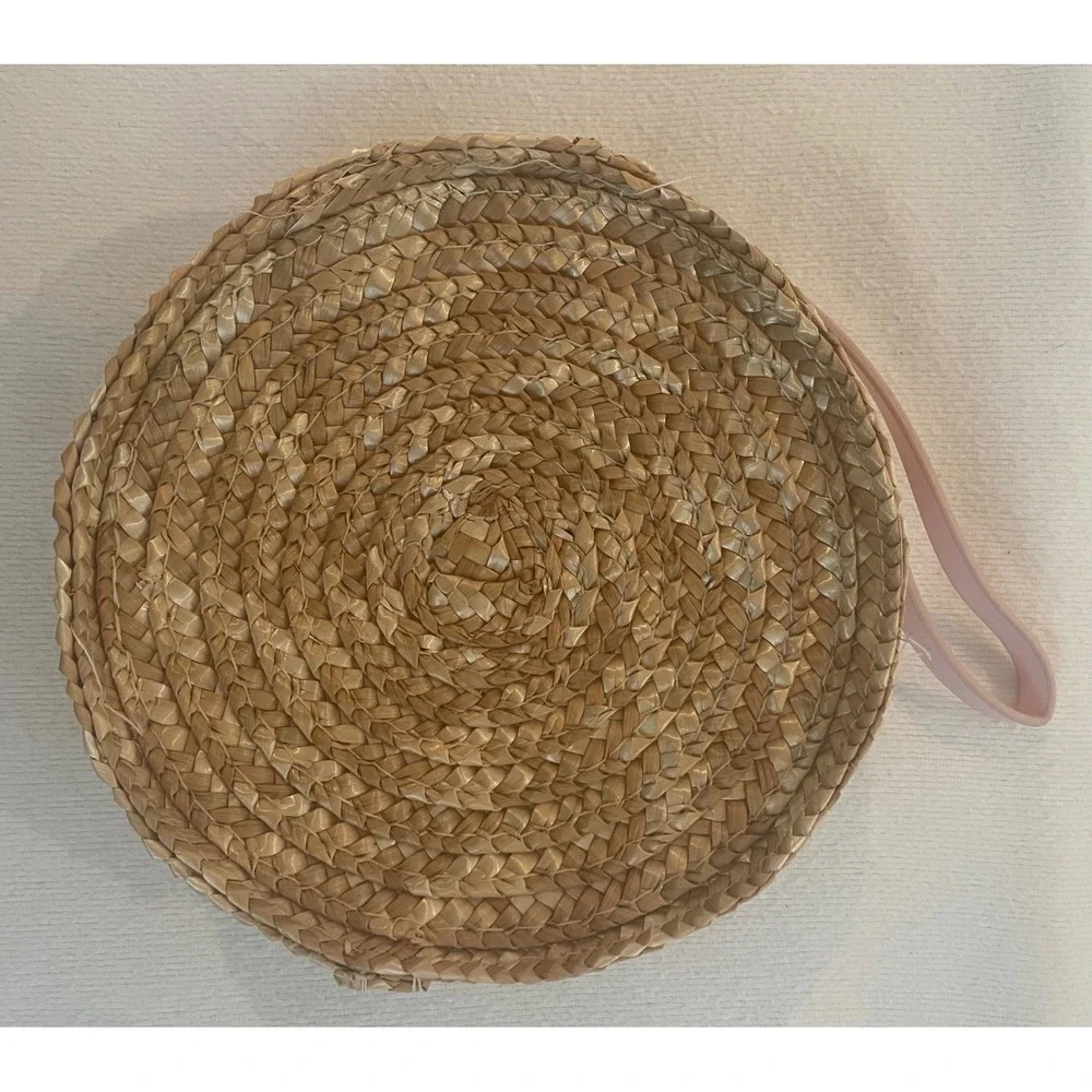 Miu Miu Parfums Round Woven Straw‎ Wristlet Vanity Case Cosmetic Travel Bag Gym